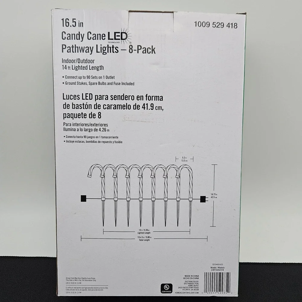 Home Accents Holiday 16.5 in LED Candy Cane Pathway Lights 8 Pack Indoor Outdoor